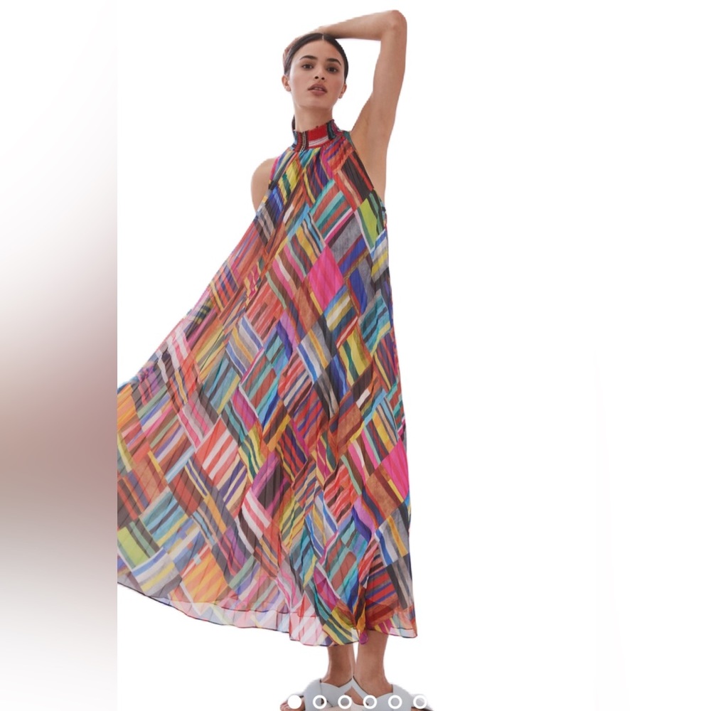 Rana Gill by Anthropologie Geo Halter Maxi Dress Multicolor